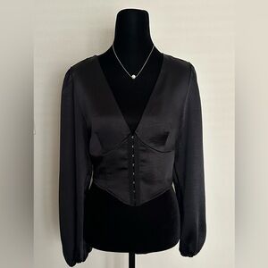 Forever 21 Elegant Black Satin Blouse